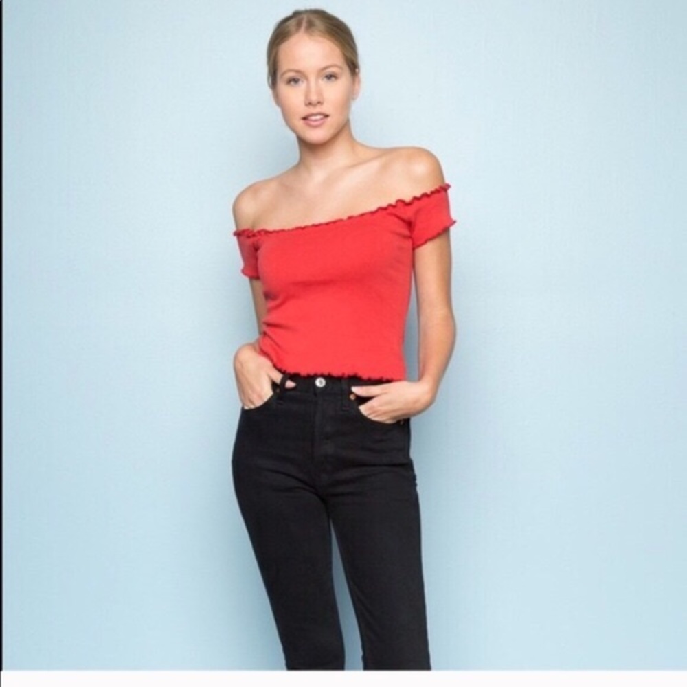 Red off shoulder top
